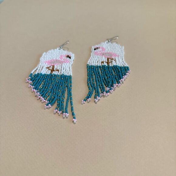 Bohemian beaded tassel earrings M671 - Picture 3 of 4